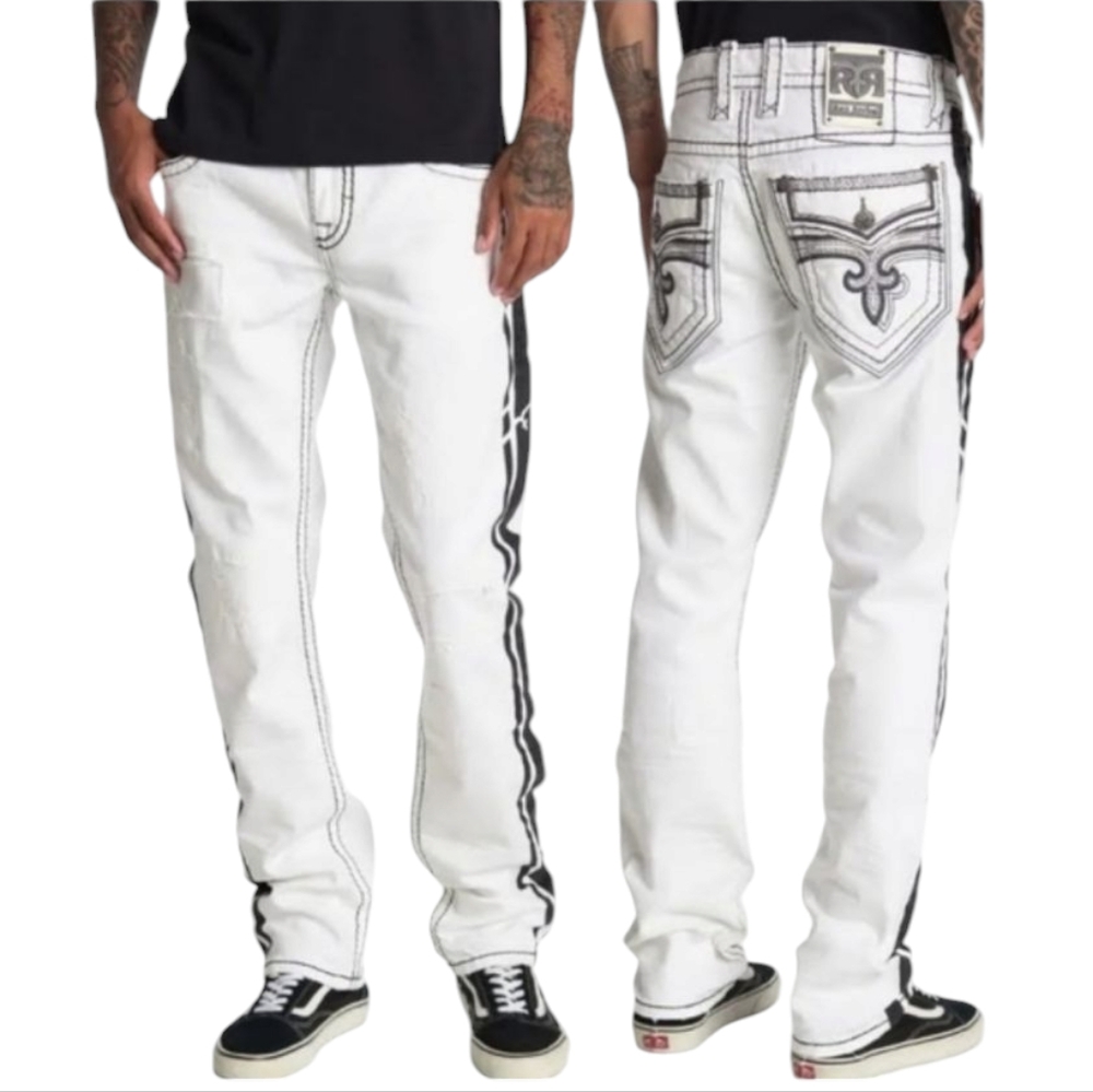 🆕️Rock Revival Barrett Alt-Straight Racer Jeans. Men's Size: W38x34L.